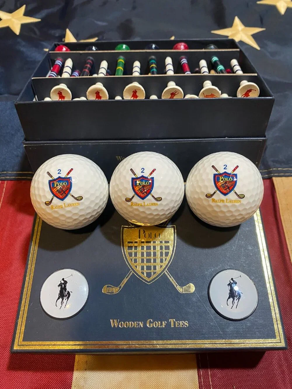 Polo Ralph Lauren Classic Golf Gift Set w/Polo Bear Socks Vintage Tees Balls Box